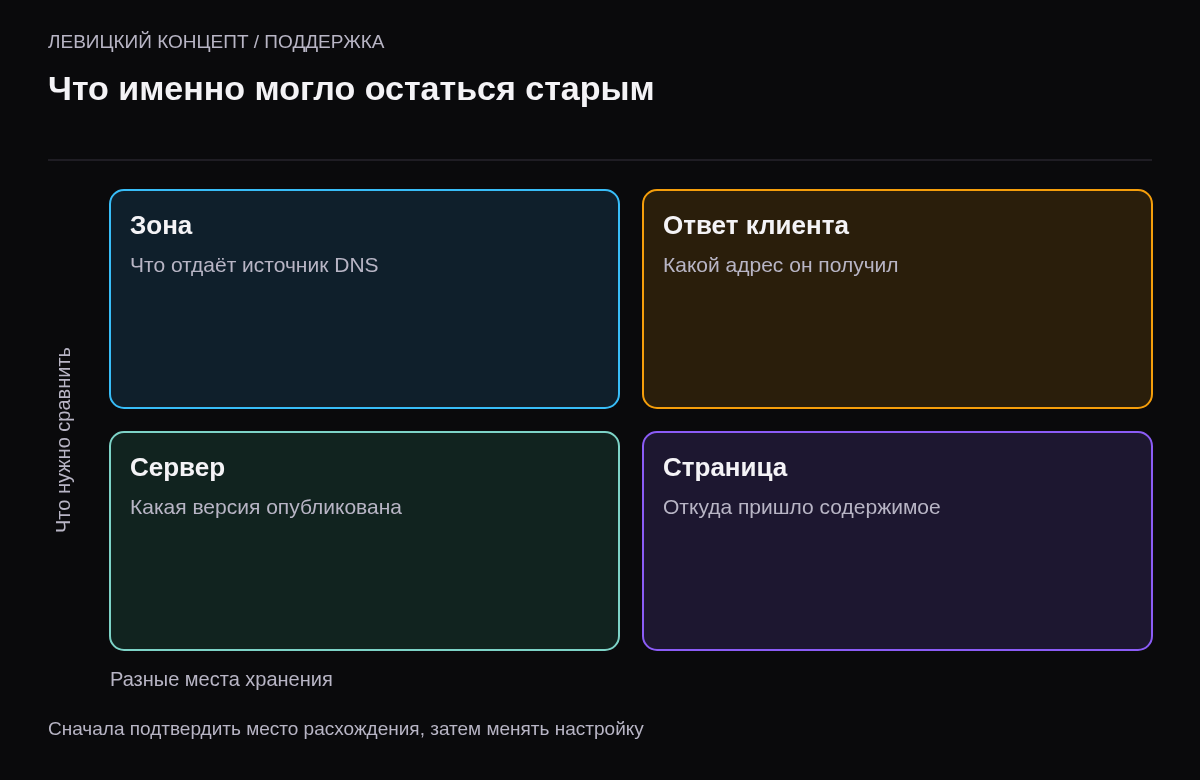 Запись в зоне, DNS-ответ клиента, серверная версия и сохранённое содержимое страницы